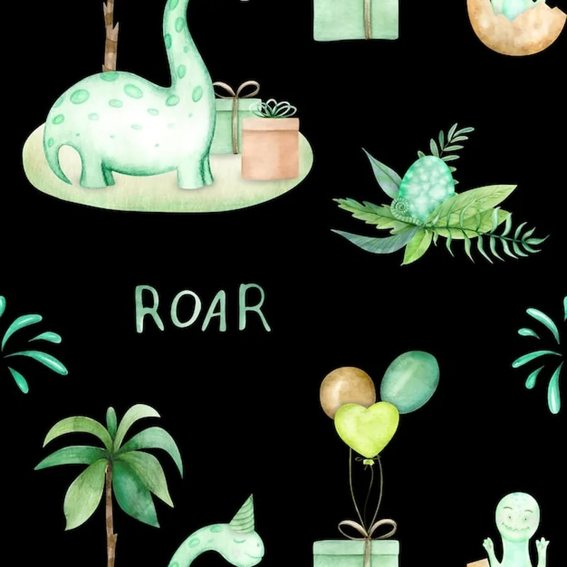 Akwarela bez szwu z dinozaurów na urodziny