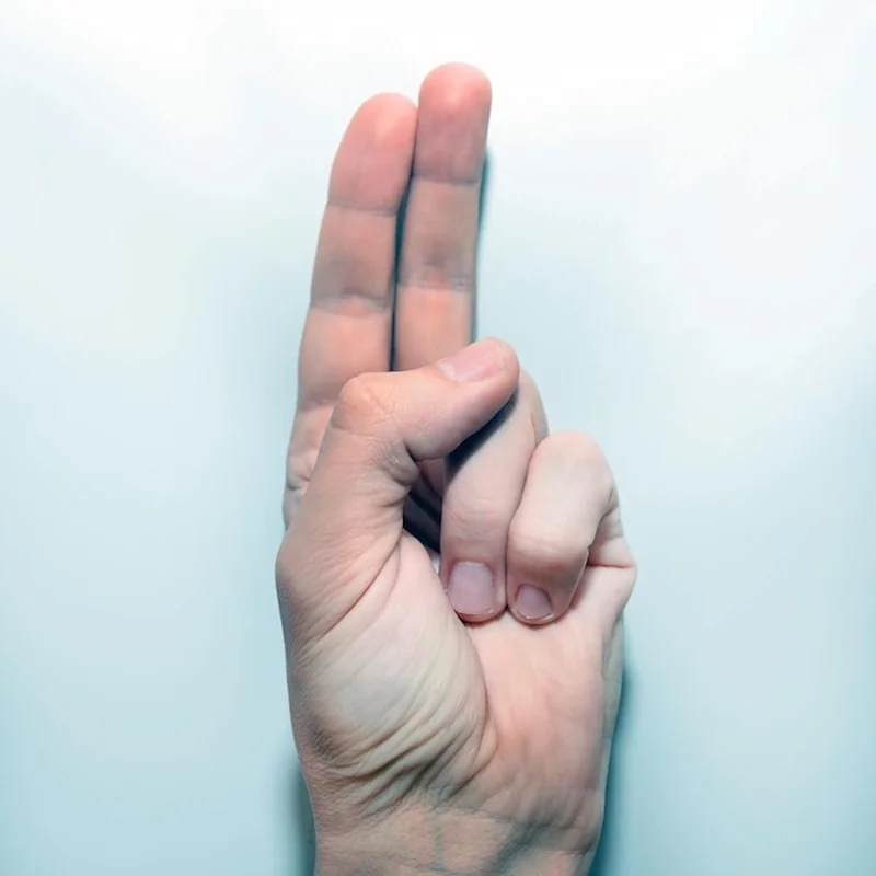 Litera U w amerykańskim języku migowym ASL