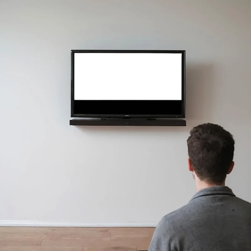 Osoba oglądająca pusty telewizor w domu