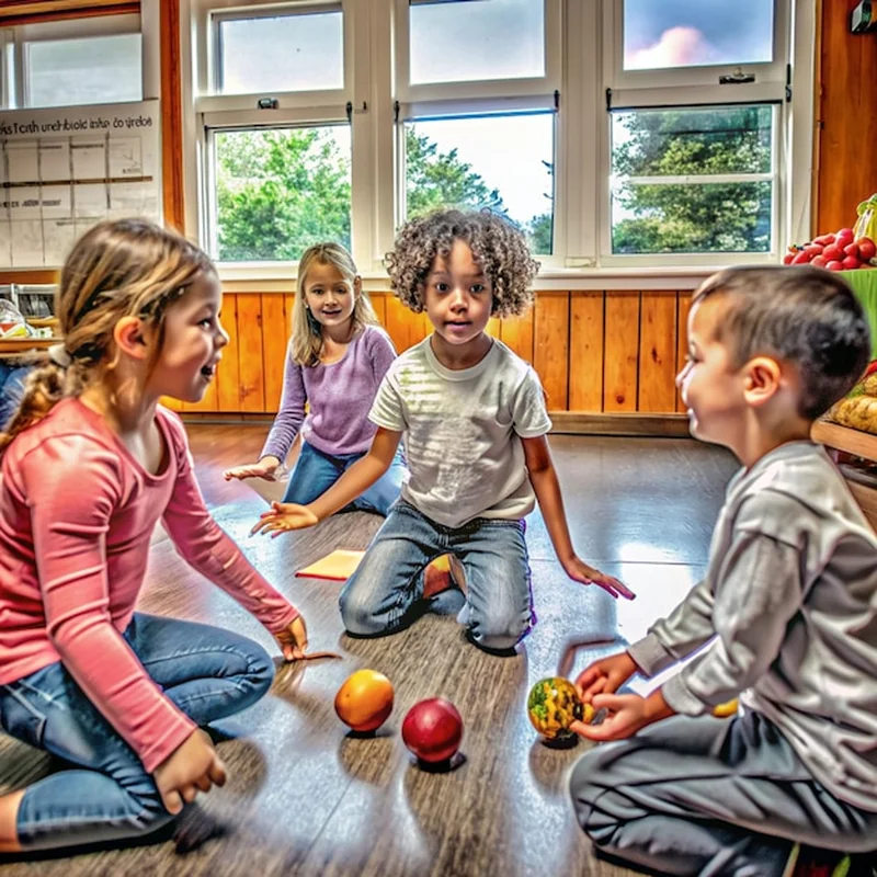 Dzieci uprawiają aktywność zdrowotną w przedszkolu